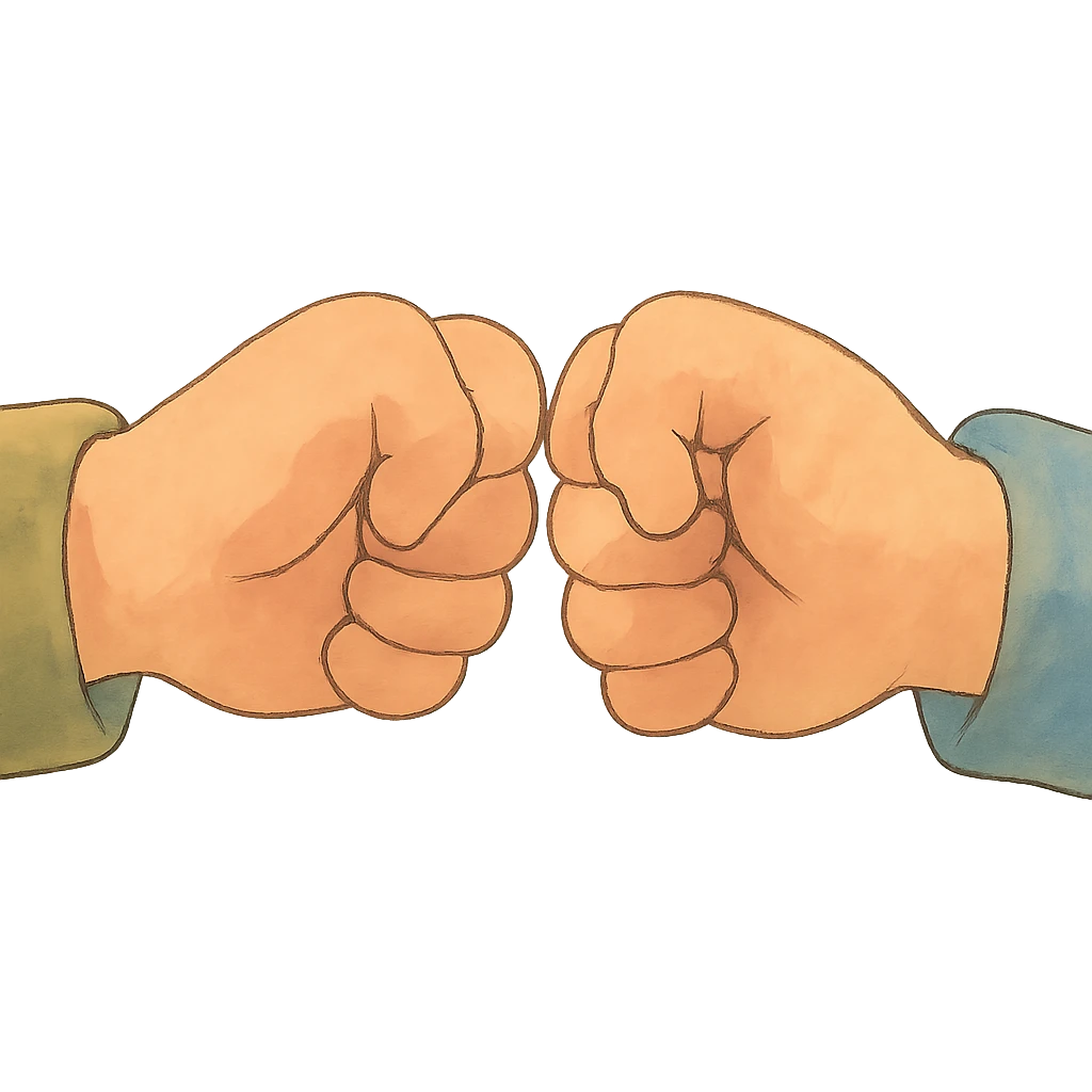 ghibli style two fists doing a brofist, soft colors emoji