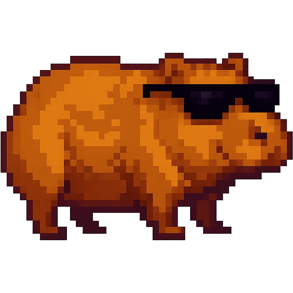 Add cool sunglasses to the funny capybara, keep the style consistent with the original images, and maintain no background (transparent). emoji