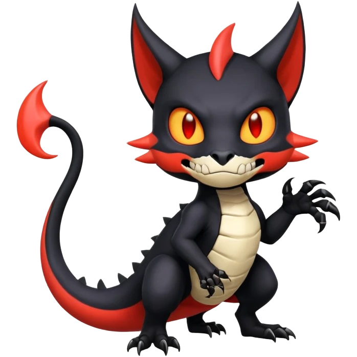 Salandit-Noibat-Litten-Hybrid with a white skull-face (Full body) emoji