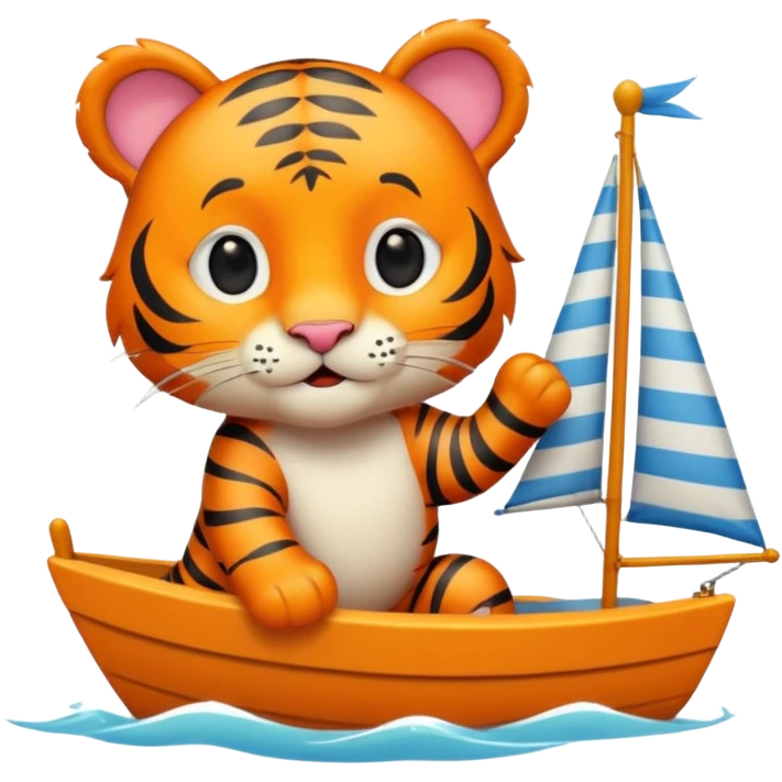 cute tiger sailing emoji