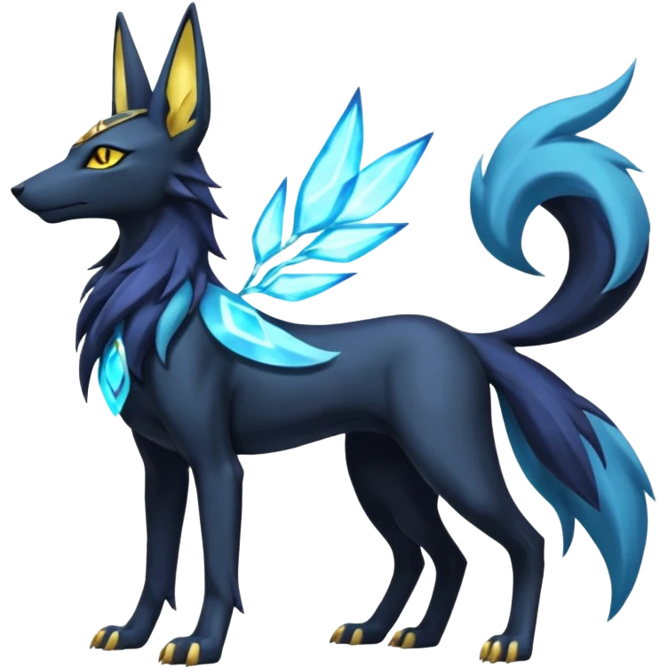 Suicune-Anubis-Umbreon-Manectric-Luxray-Fakémon-fusion-animal-creature, full body  emoji