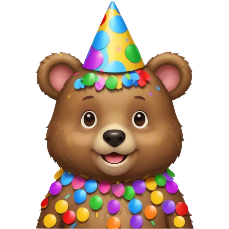 Partying bear cub with confetti  emoji