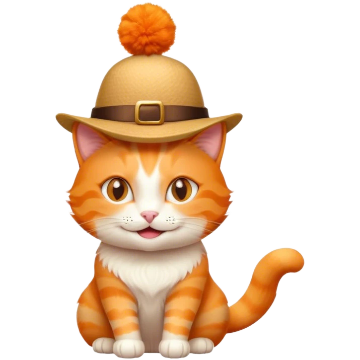 elegant orange cat with hat smiling emoji