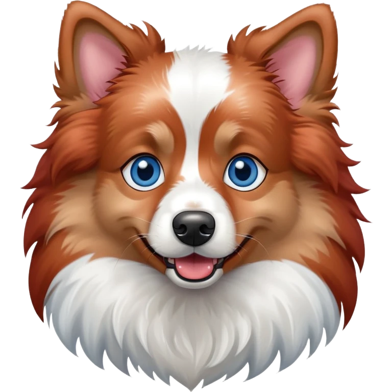 Red Merle spitz nain with blue eyes emoji