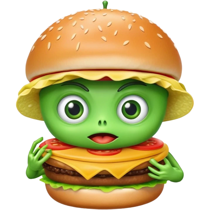Alien Eating a hamburger  emoji
