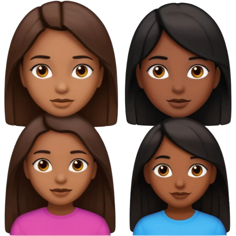 generate a strait and brown haired girl turning into a black and strait haired girl emoji emoji