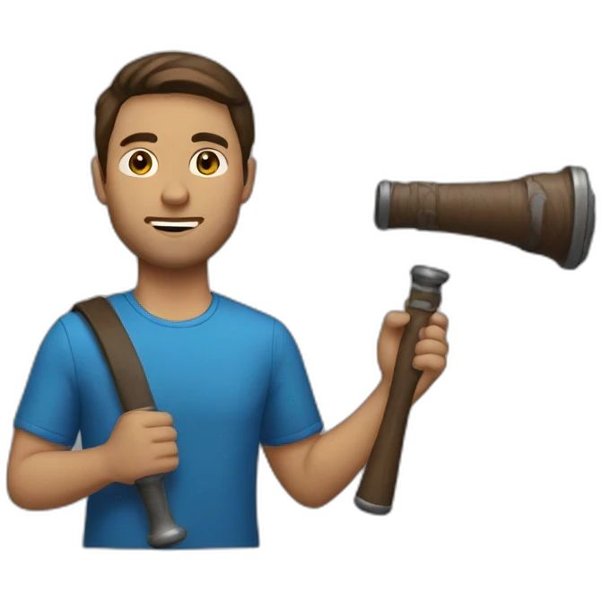 men with a macebell brown hair emoji