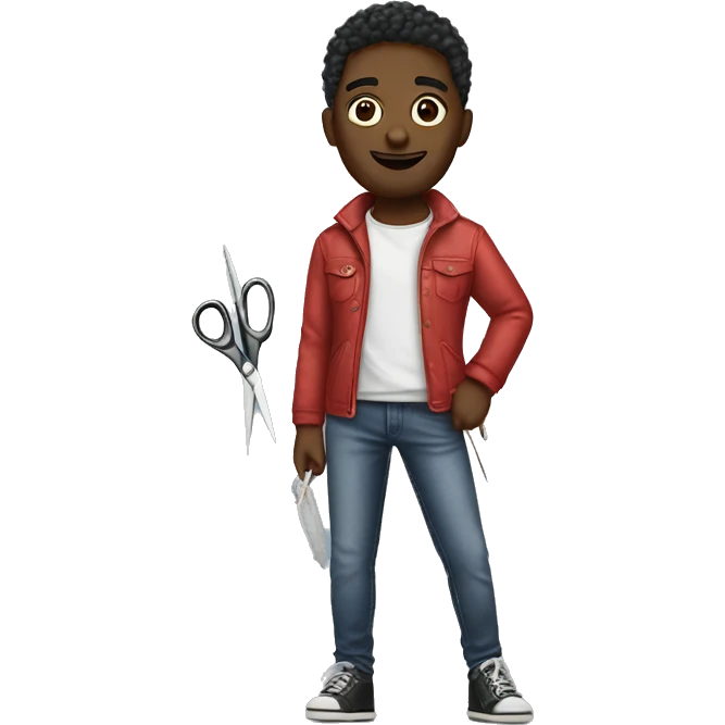 realistic clothing designer with scissors and cloth emoji