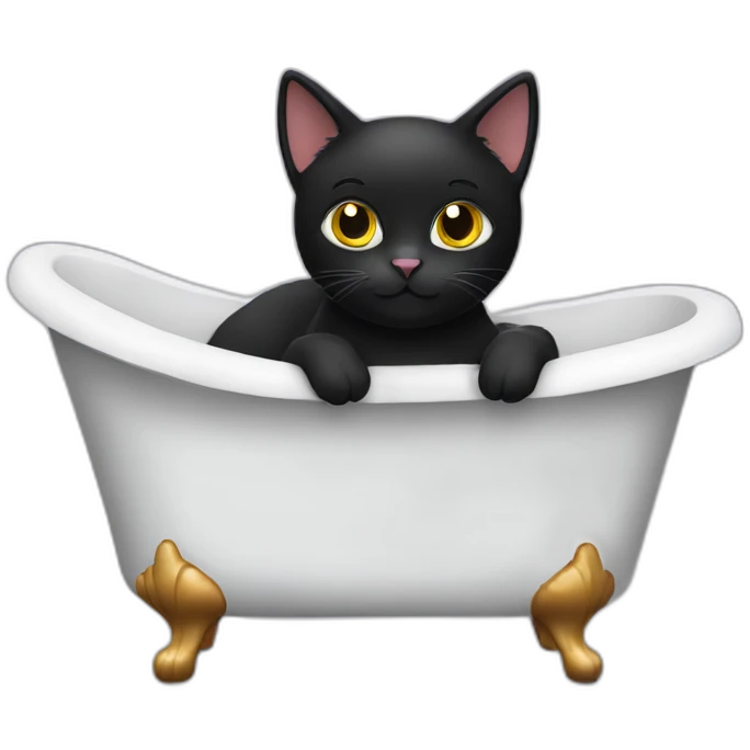 black cat in tub emoji