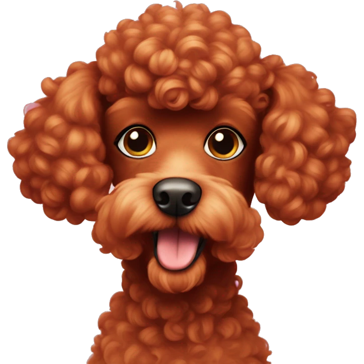 red poodle with shaved face and big topknot emoji