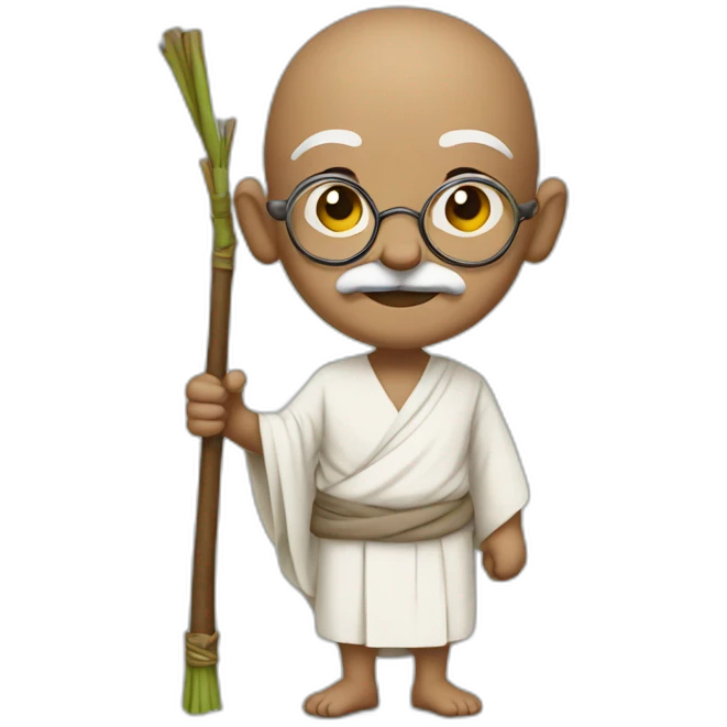 Gandhi wlaking with stick emoji