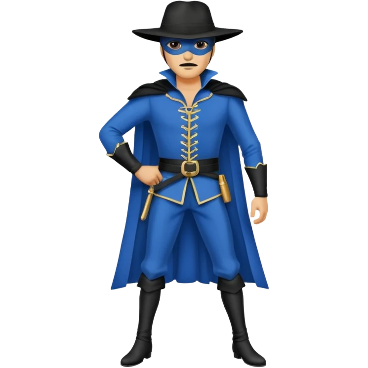 Zorro animal  quítale la máscara y pon en cuerpo completo alto y flaco con ropa azul  emoji