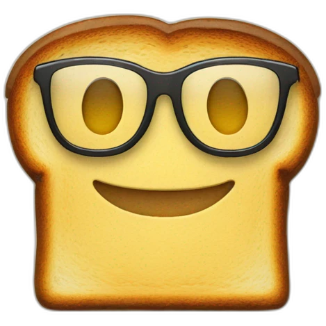A toast with a face and nerdy glasses emoji