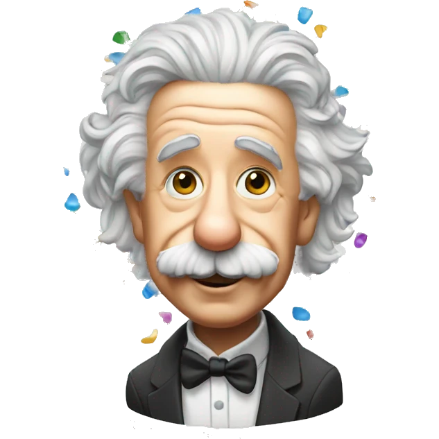 albert einstein holding colorful confetti in his hand emoji