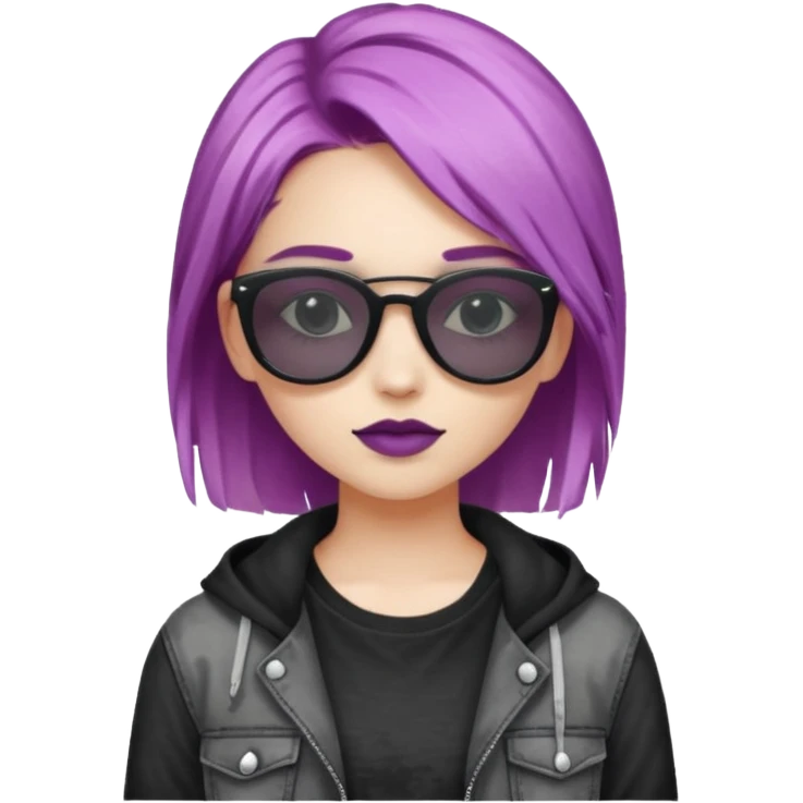 stylish teen girl wearing shades and dyed her hair, grunge outfit emoji