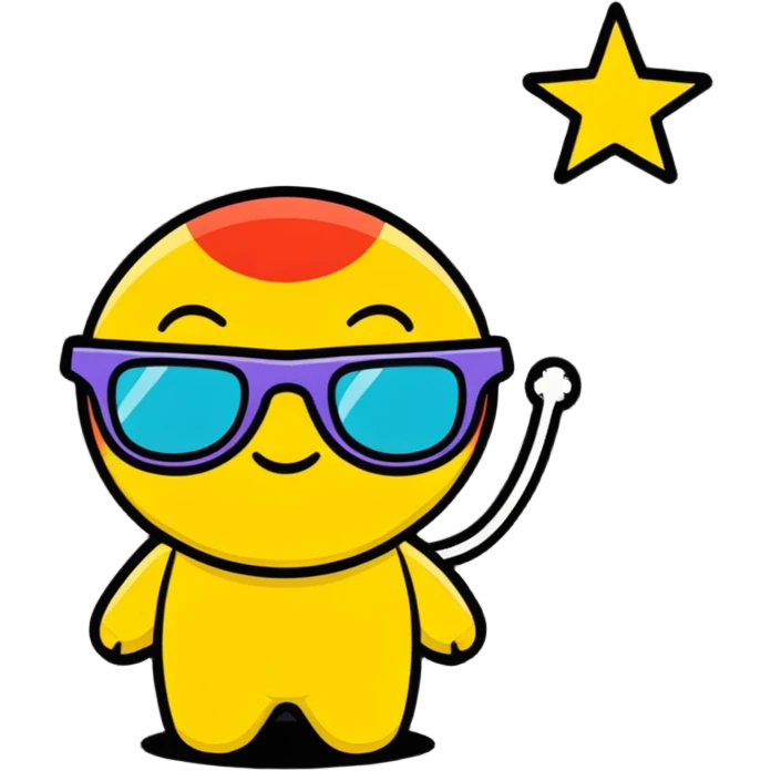 Erstelle mir einen Regenbogenstern mit einer Sonnenbrille emoji