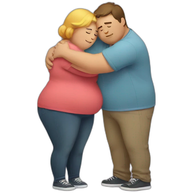 overweight couple hugging emoji