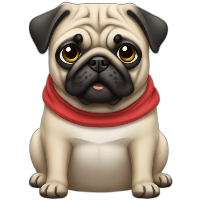 pug wearing a t-shirt emoji