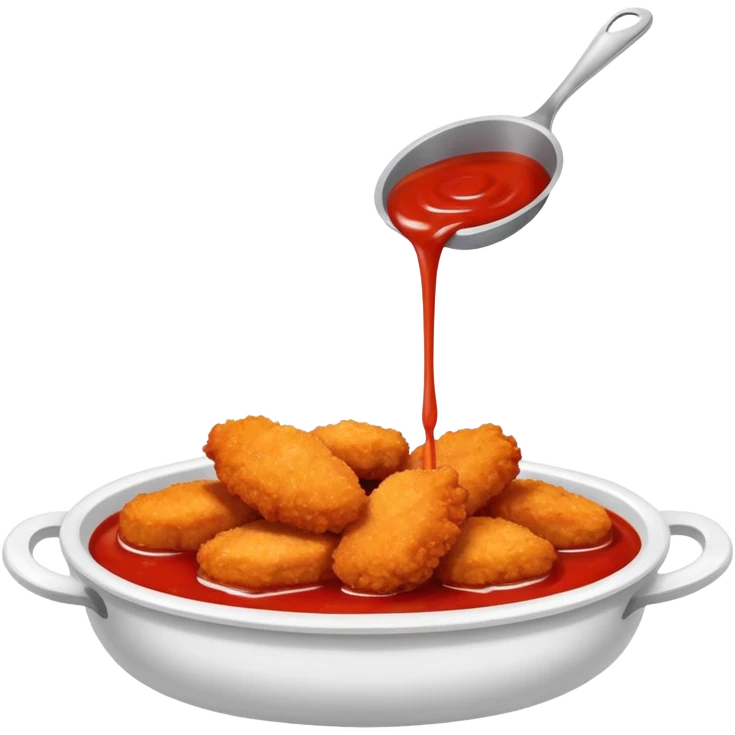 Dripping seasoned nuggets spicy red sauce steamy emoji