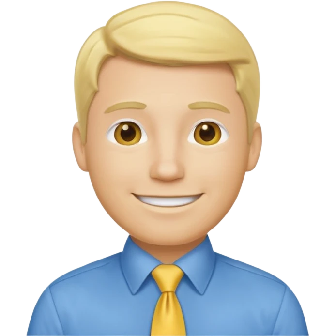 consulting man with hand with white skin and blonde hair with blue shirt and yellow tie emoji
