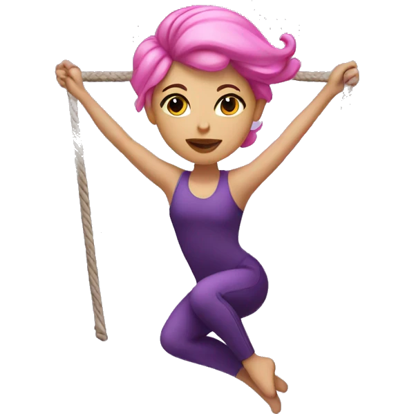 trapeze girl with pink hair and violet suit emoji
