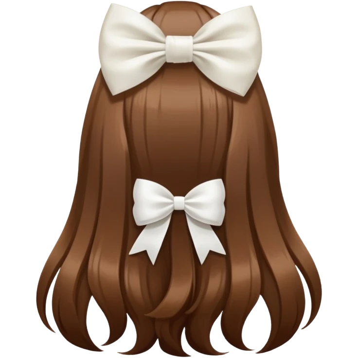Brown long hairs with white bow from the back emoji
