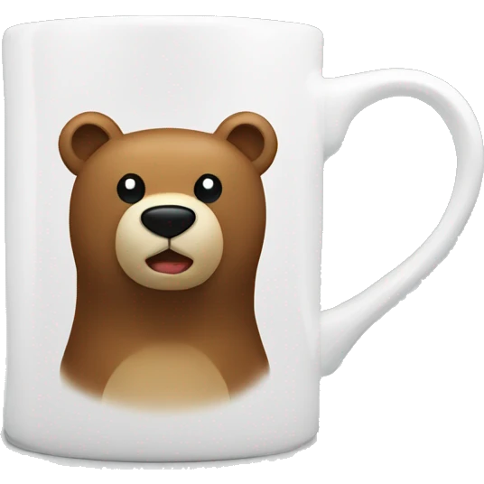 White mug with bear print emoji