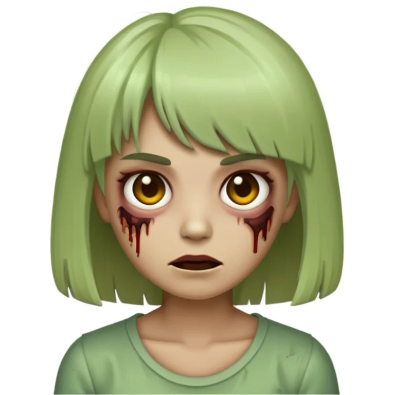 make a female zombie emoji, with bangs and hair a little longer than the shoulder light brown  emoji