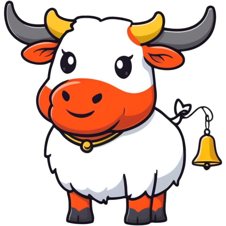 cute cartoon ox with bell emoji