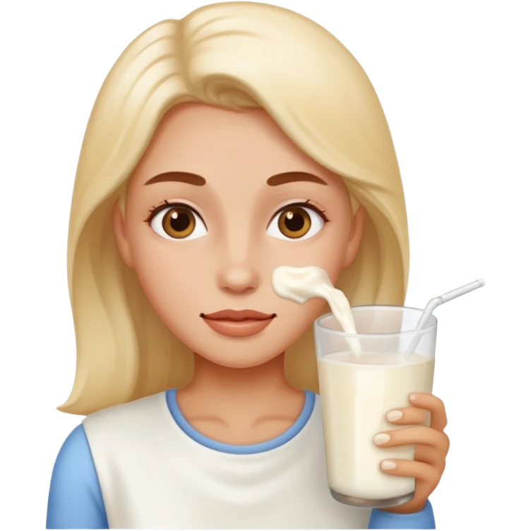 Woman with milk on face  emoji