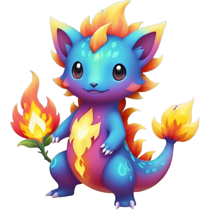 Elemental Forty Fiery Sparky Fierce Colorful Gradient Sparkly Nebular Starry Flaming Viney Rosey Rosy Vinal Dusky Aurorus-Amaura-Auroras-Pokémon-Fakémon-creature emoji