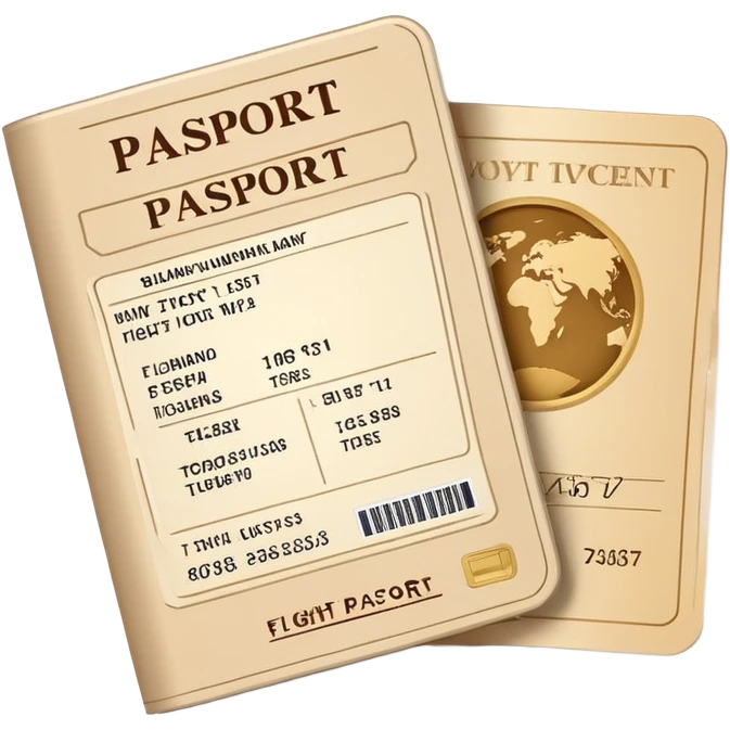Beige Passport with flight tickets emoji