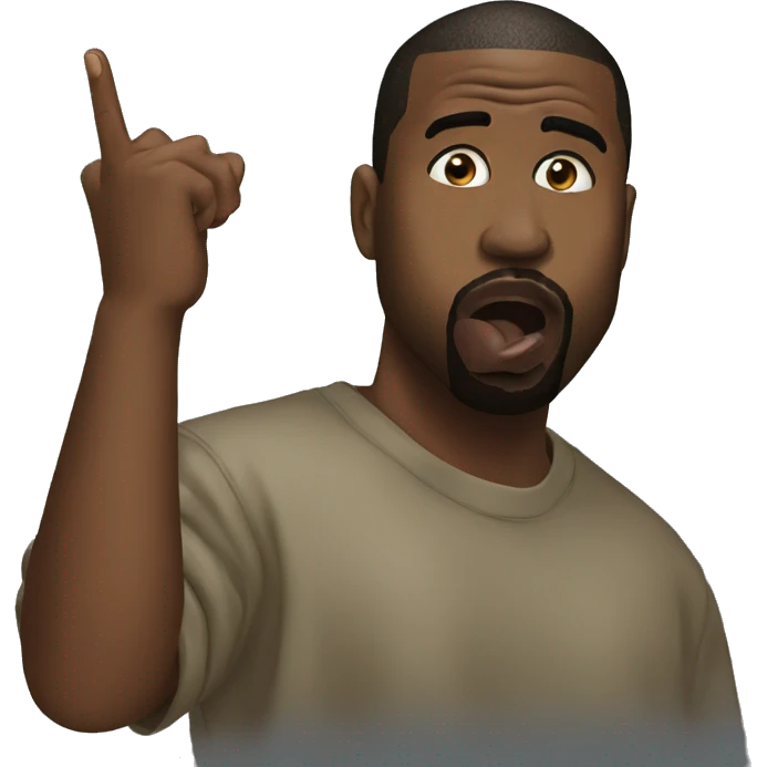 Kanye west with finger on his mouth emoji