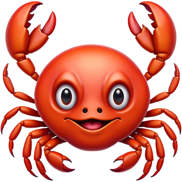 Cinematic Realistic Comical Crab Portrait Emoji, Head tilted dramatically with an exaggeratedly amused expression, featuring a striking, glossy red shell with bold natural textures and a whimsically formed face with wide, expressive eyes full of playful disbelief, rendered with lifelike detail and vibrant coastal hues, high shine, dramatic yet playful, styled with an air of cheeky seaside mischief, soft glowing outline, capturing the essence of a spirited and over‐the‐top crab that looks ready to pinch its way into viral fame! emoji