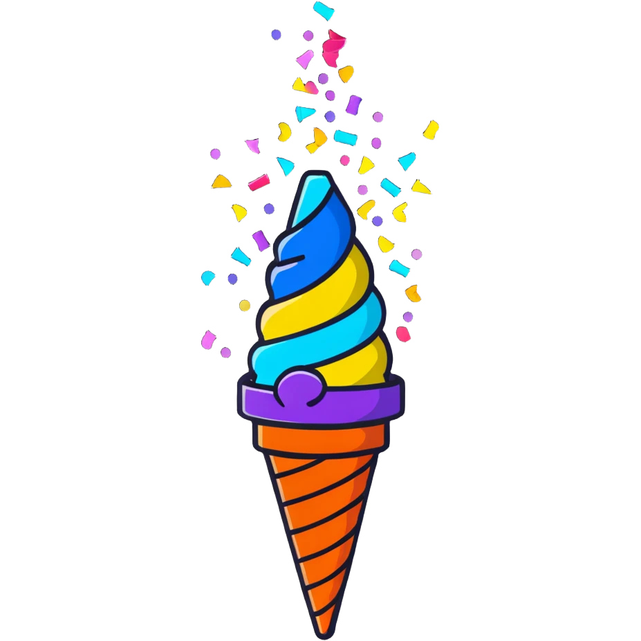 festive confetti cone popper with colorful confetti explosion emoji
