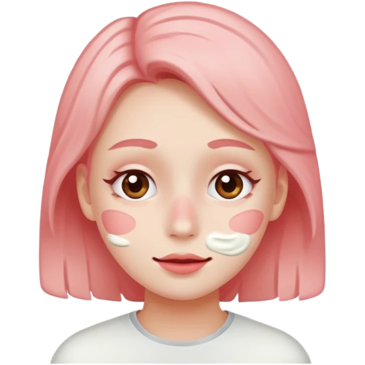 blushing with white cream on their face emoji