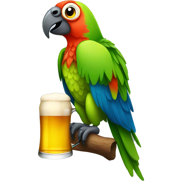 Parrot with beer emoji