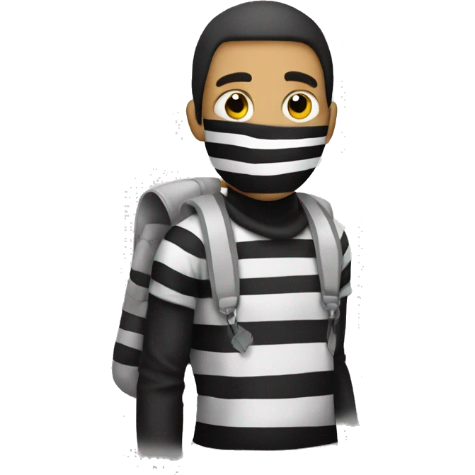robber with white black striped bag over shoulder emoji