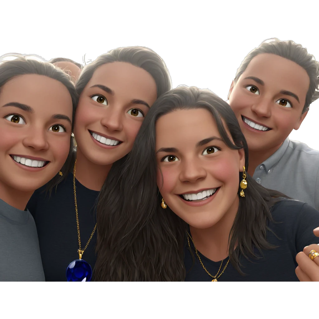 happy group portrait with jewelry emoji