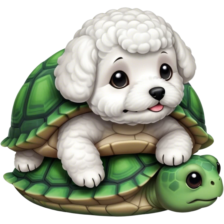 Short hair Bichon on a turtle emoji