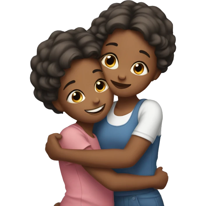 Sister girls together hugging  emoji