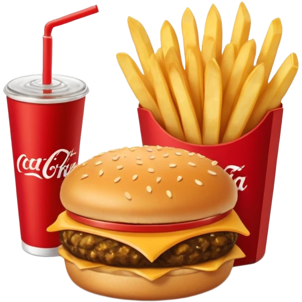 Chick-fil-A fast food fries, burger and coke with the name on it emoji