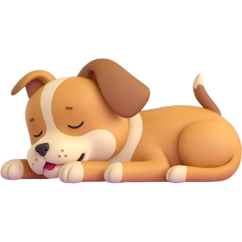 cartoon dog on its back, sleeping peacefully emoji