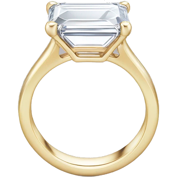 Emerald cut diamond ring with bezel and plain band emoji