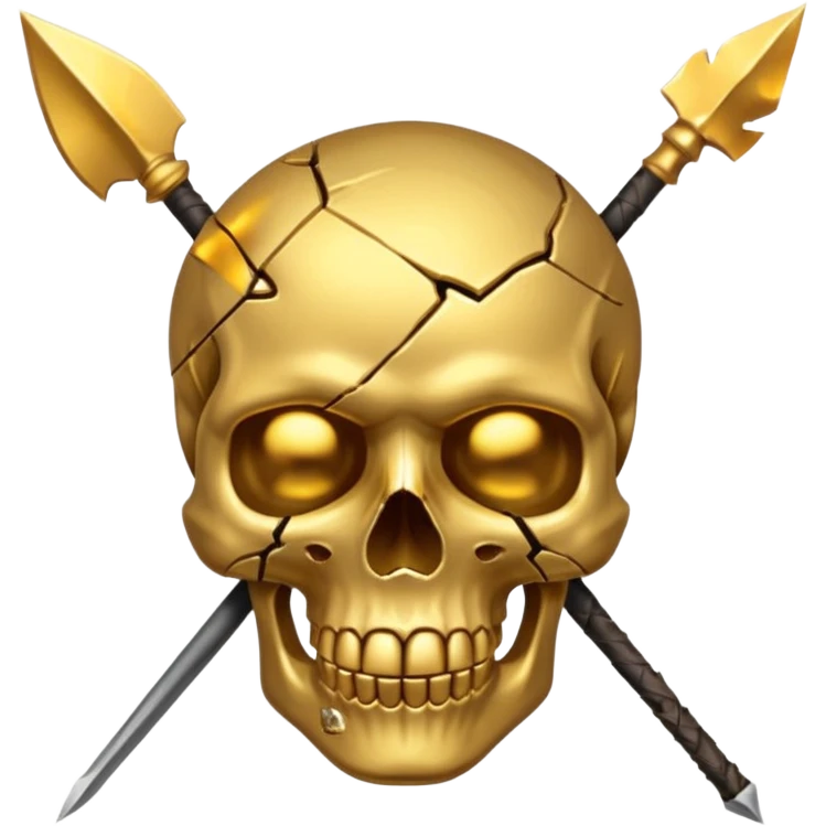 broken gold skull by a spear emoji