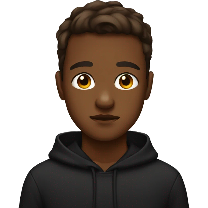 Sad brown skin bow wearing black hoody emoji