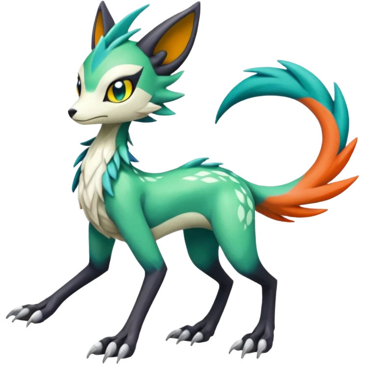 Meloetta-Sergal-hybrid-fusion-Fakémon-creature, full body emoji