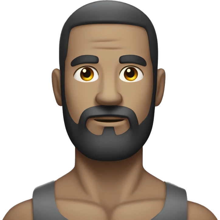 Big gray skin man with muscles and small black beard emoji