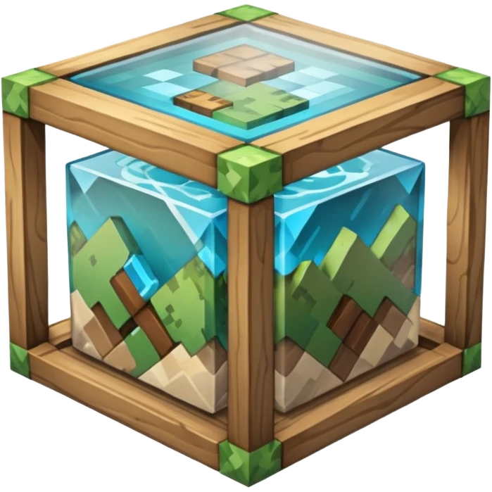 crafting table with tools like a minecraft style cube crafting table 100% like a minecraft table crafting, with on the right, left, a glass showing crafting merging between stone and wood emoji