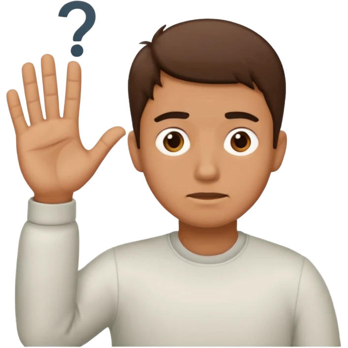 Confused guy with a 6 above his left hand and a 7 above his right hand emoji